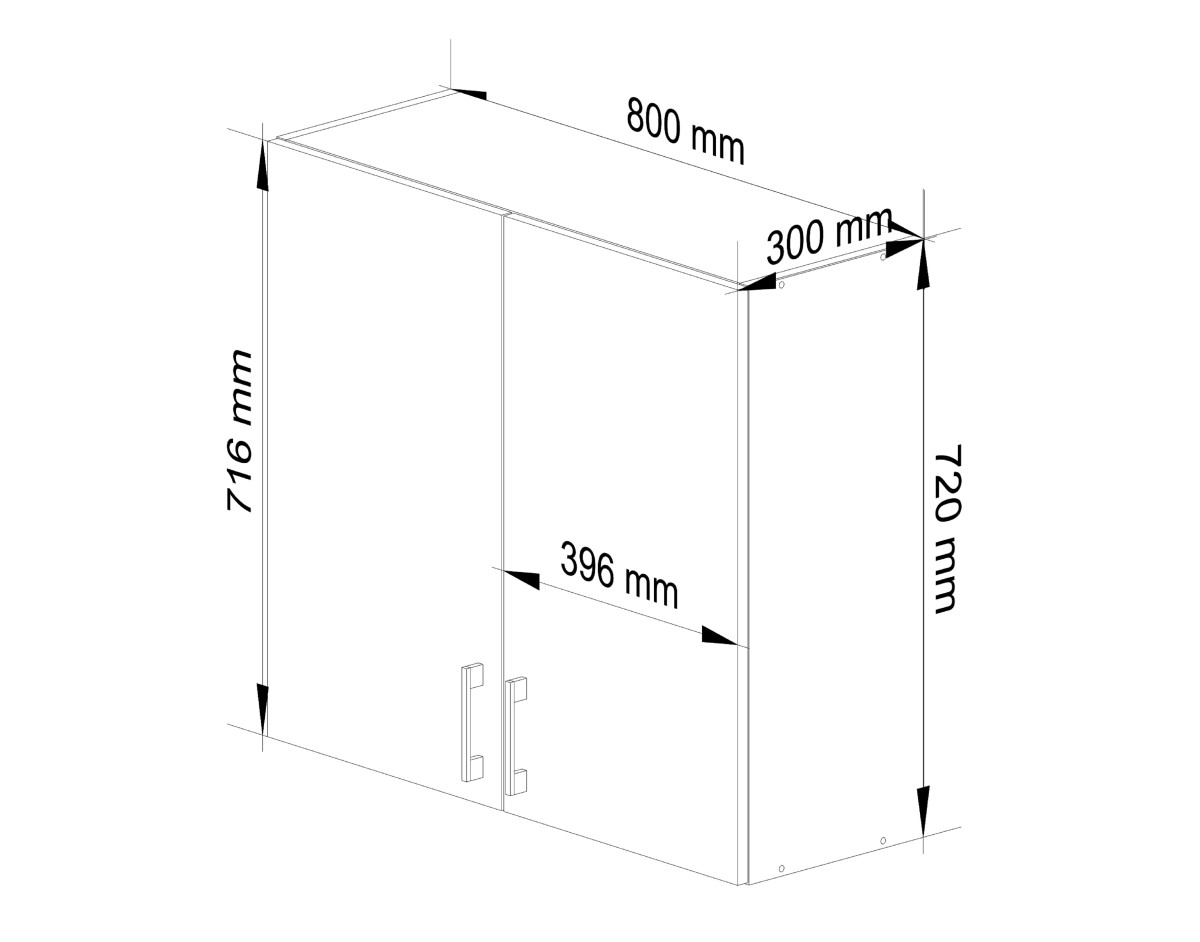 Ak furniture Kuchyňská závěsná skříňka W 80cm D2 H720 Artus bílá/sonoma