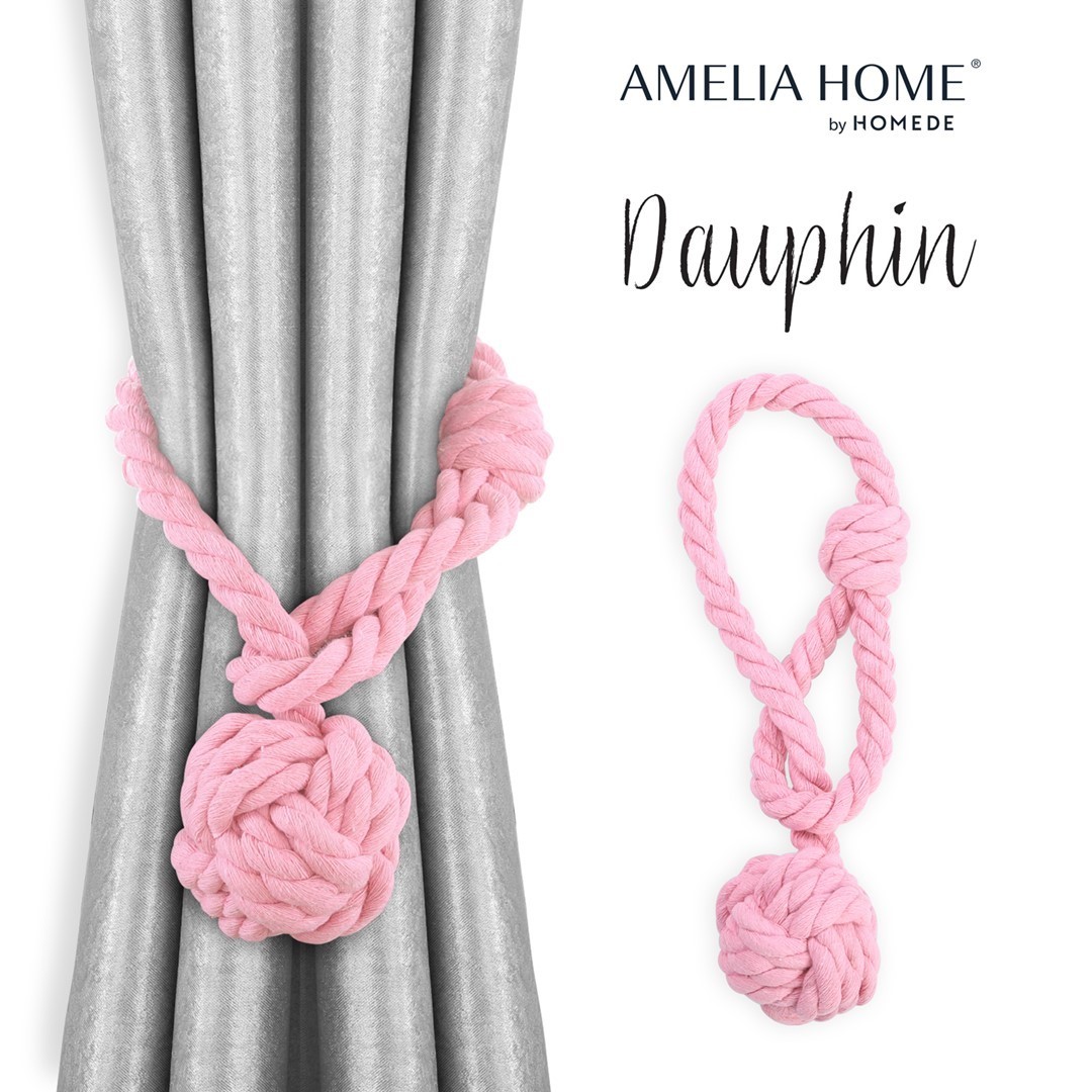 AmeliaHome Sada úvazů na závěs DAUPHIN 2 ks pudrově růžová