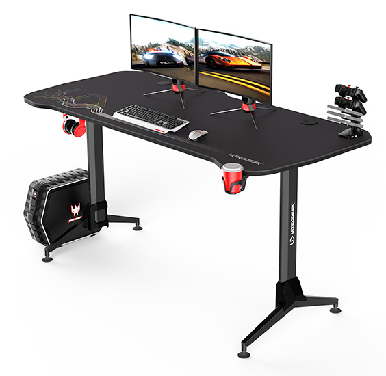 Herní výškově nastavitelný stůl ULTRADESK GRAND BLACK – 160x70 cm