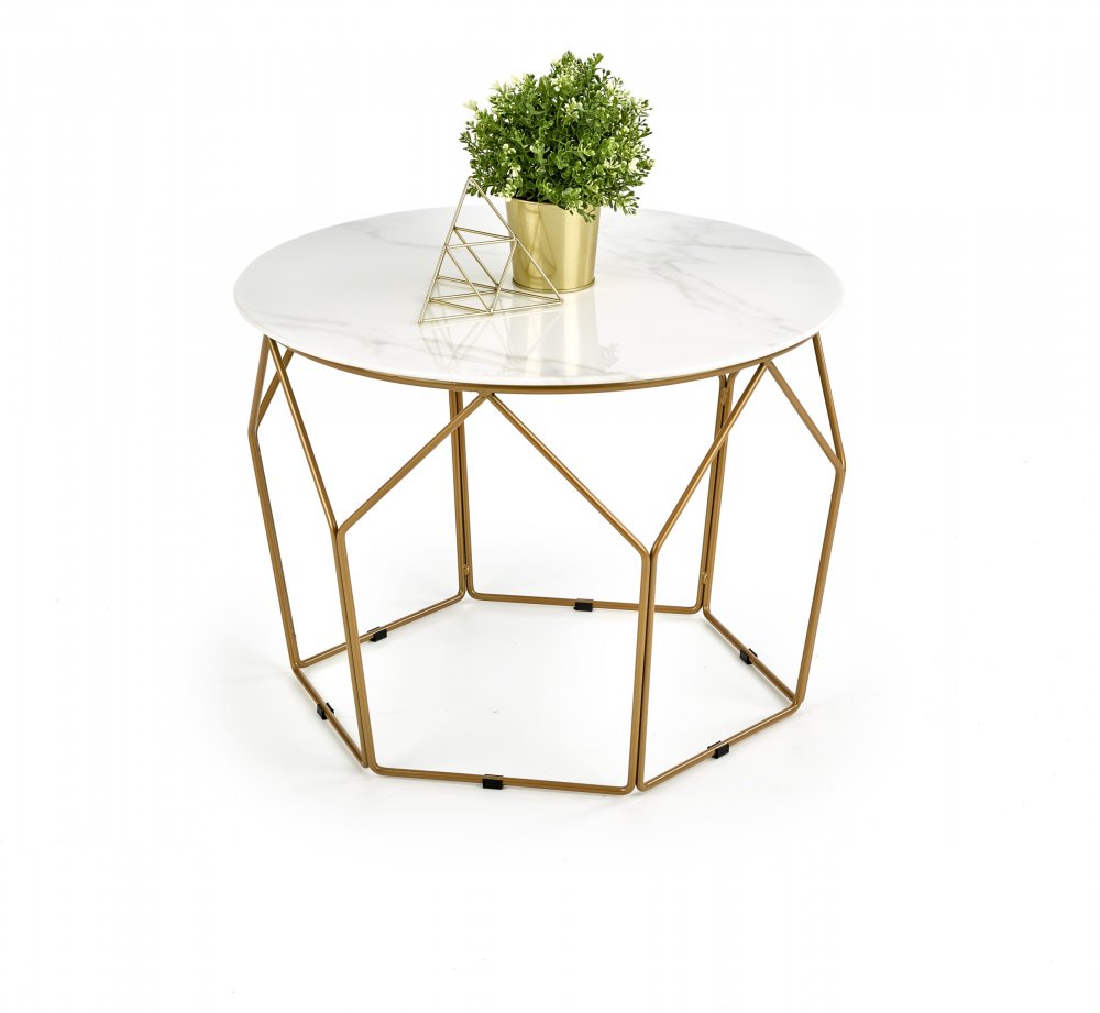 Konferenční stolek MADISON – ocel / sklo, dekor mramor