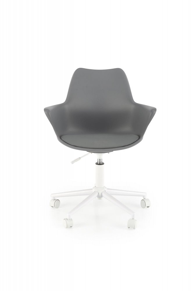 Kancelářská otočná židle GASLY — plast, ekokůže, ocel, bílá / šedá