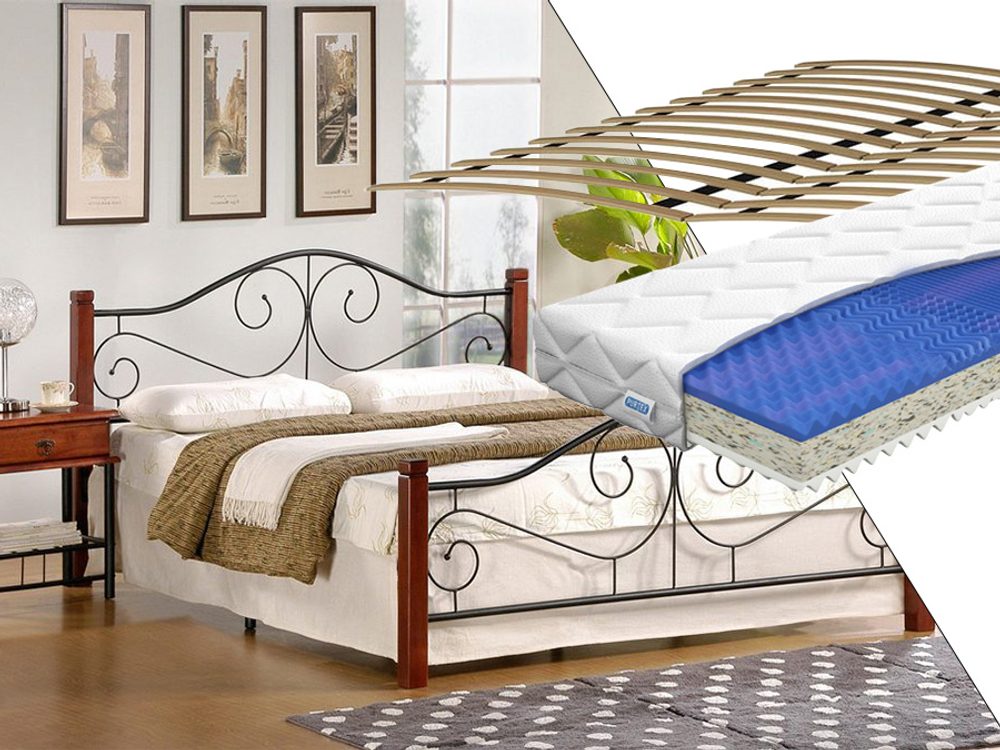 Halmar Halmar Kovová postel Violetta 140 x 200 cm s matrací a roštem