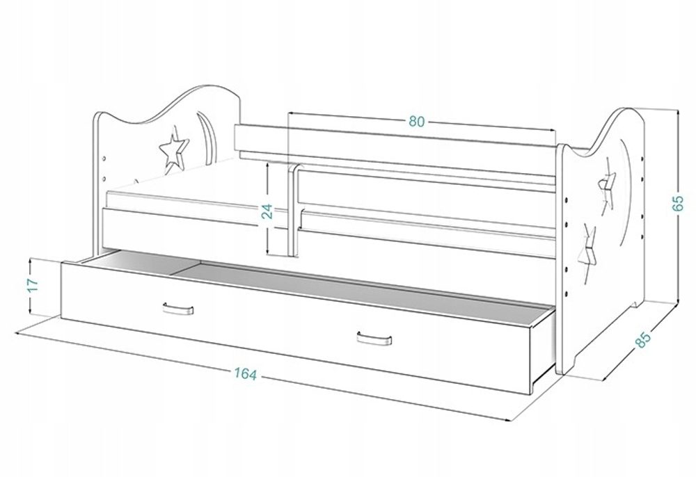 Magnat Magnat Dětská postel Micky 1 80x160 cm + rošt, hvězdy