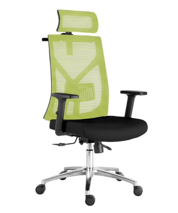 Kancelářská ergonomická židle UNI — černá / zelená, nosnost 150 kg (vzorek z prodejny)