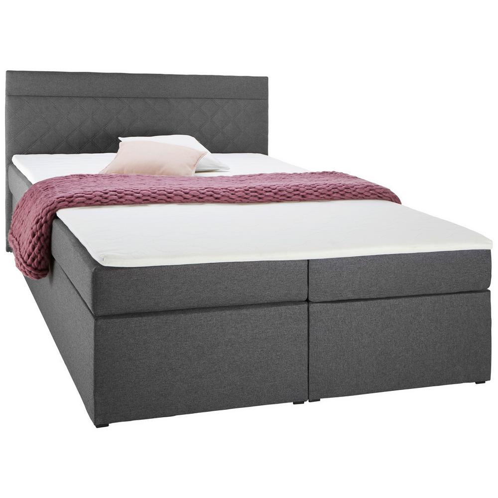 Boxspring postel s topperem Rosa 140x200 cm, tmavě šedá