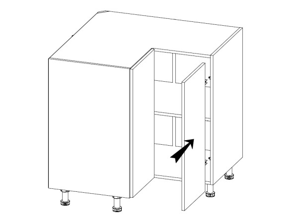 MISAEL dolní rohová skříňka D90N pravá, korpus bílý, dvířka borovice andersen