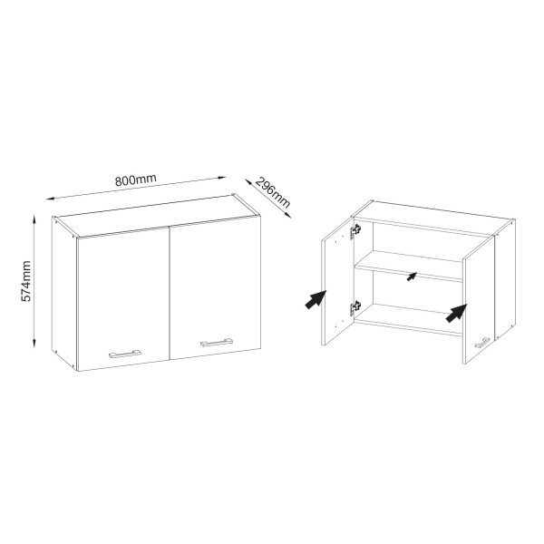 Kuchyně KRETLOW 120/180 cm, korpus: bílý/dvířka: dub craft zlatý/bílá DOPRODEJ