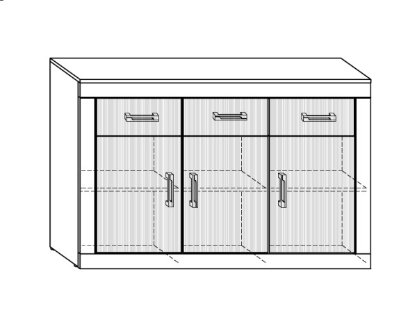 Komoda GOUDINI 3D3S, švestka wallis/černý lesk, 5 let záruka