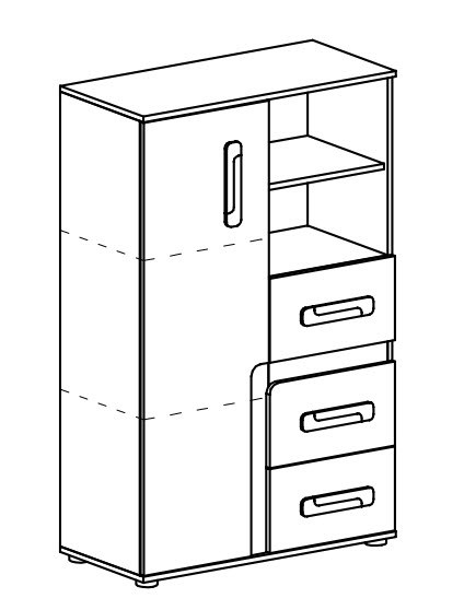 Komoda kombinovaná ORAKI 1D3S II, antracit/bílá