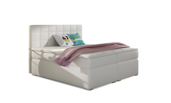 Boxspring HIRSUTA 06 160x200, bílá ekokůže