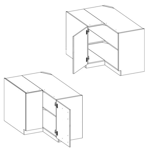 ARCENIO, skříňka dolní rohová 89x89 DN 1F BB, korpus: dub artisan, dvířka: lanýžově šedá