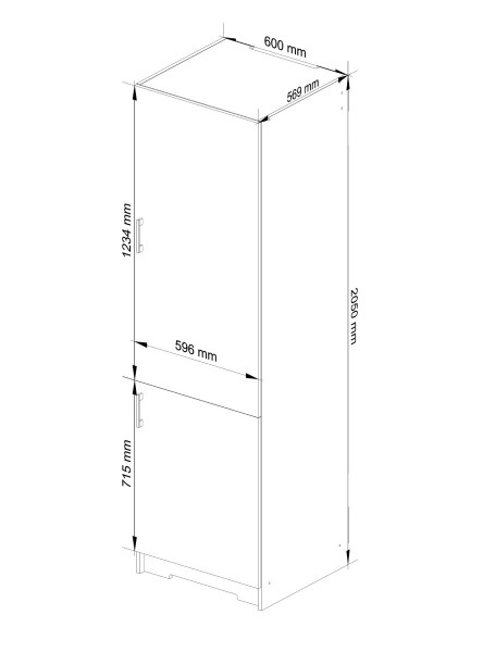 Ak furniture Skříň na vestavnou chladničku S 60cm Artus bílá/sonoma