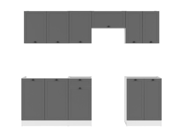 Kuchyně JAMISON 180/240 cm bez pracovní desky, bílá/grafit
