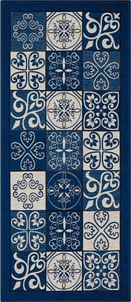 Modrý běhoun Floorita Maiolica, 55 x 280 cm