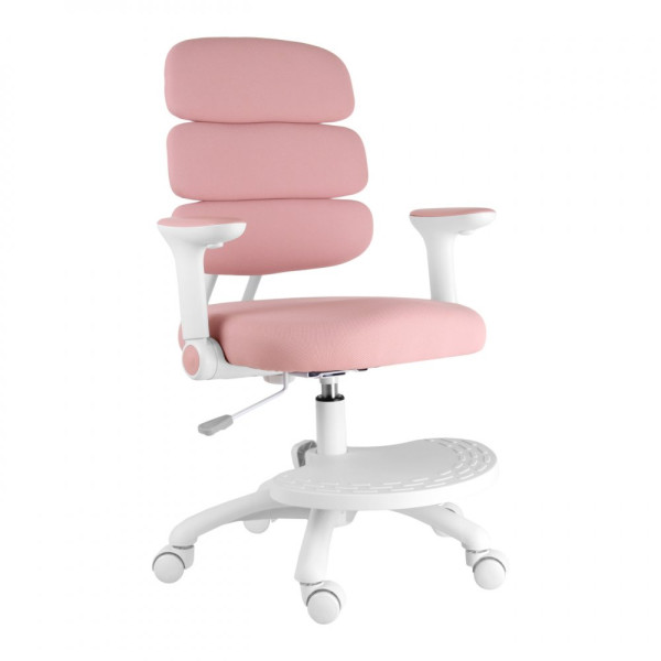 Dětská rostoucí židle GRIDDY — látka, bílá / růžová