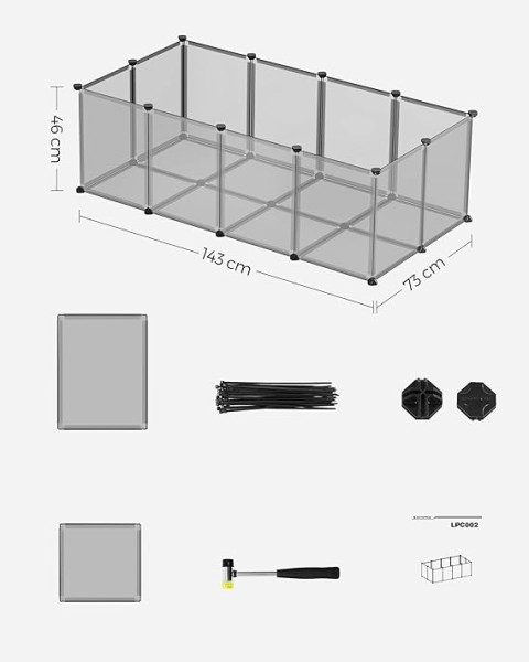 SONGMICS Plastová ohrádka pro drobná zvířata Spaci šedá