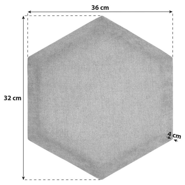 čalouněný panel 2ks, 36x32cm hexagon, antracitová