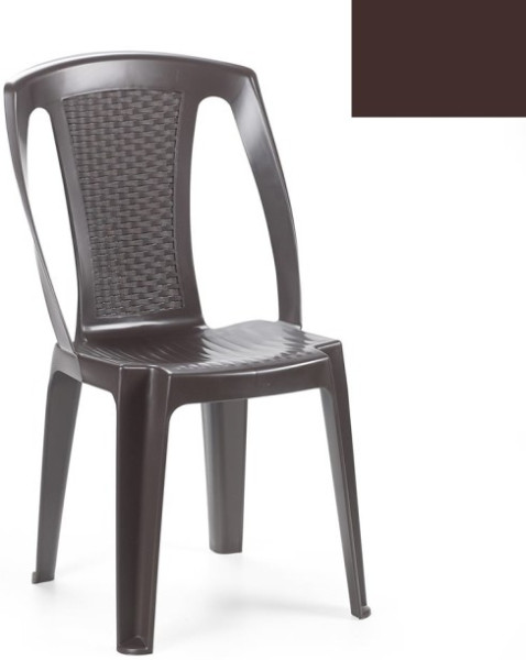 Zahradní židle PIRALA — plast, výplet umělý ratan, hnědá