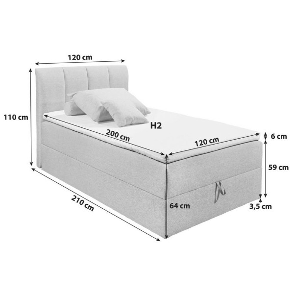 Boxspring postel GRANADA antracitová 120x200 cm