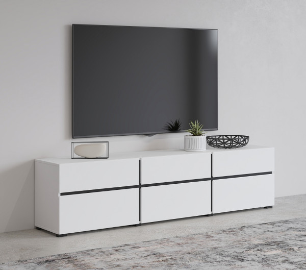 Televizní stolek BONIFACIO 3D3S, bílá/černá