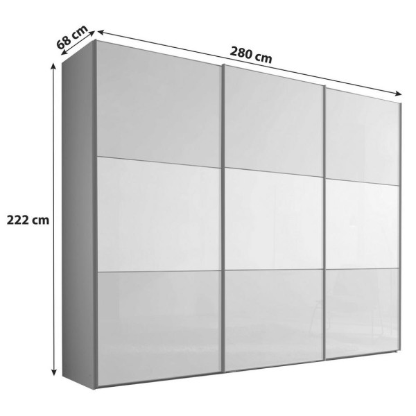 Skříň INCLUDO GLAS sklo bílé/šedé,š.cca 280cm