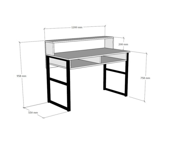 Studijní stůl DIONIS, bílá/černá