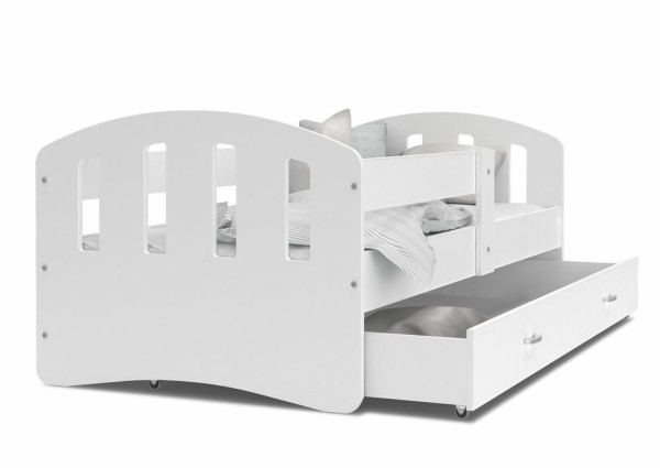 AJK - meble AJK meble Dětská postel Happy 80x140 cm s úložným šuplíkem, roštem  a zábranou
