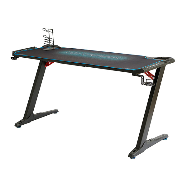 Herní stůl ULTRADESK SPACE XXL BLUE – 154x61x78 cm, RGB podsvícení s dotykovým panelem, s celoplošnou podložkou pod myš