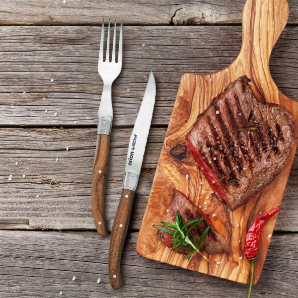 Orion Steak set nůž+vidlička nerez/dřevo