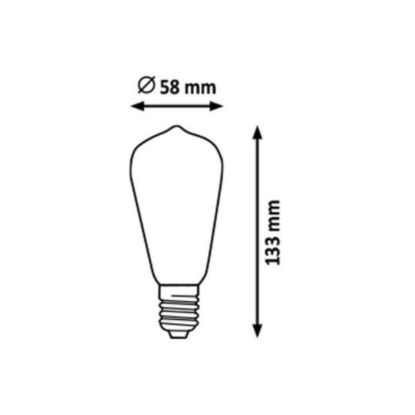 Rabalux Dekorativní LED filament žárovka, jantarová, E27, ST58, 5,4W, 600lm, 3000K, 20000h.