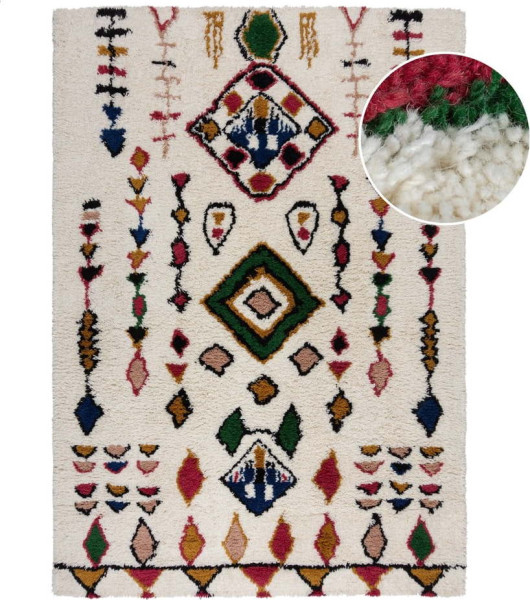 Krémový ručně tkaný vlněný koberec 120x170 cm Moroccan Fes – Flair Rugs