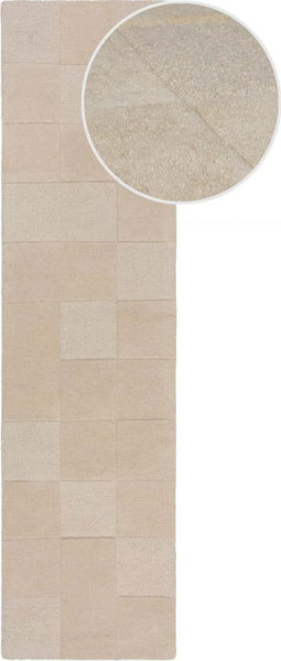 Béžový ručně tkaný vlněný běhoun 60x230 cm Checkerboard – Flair Rugs