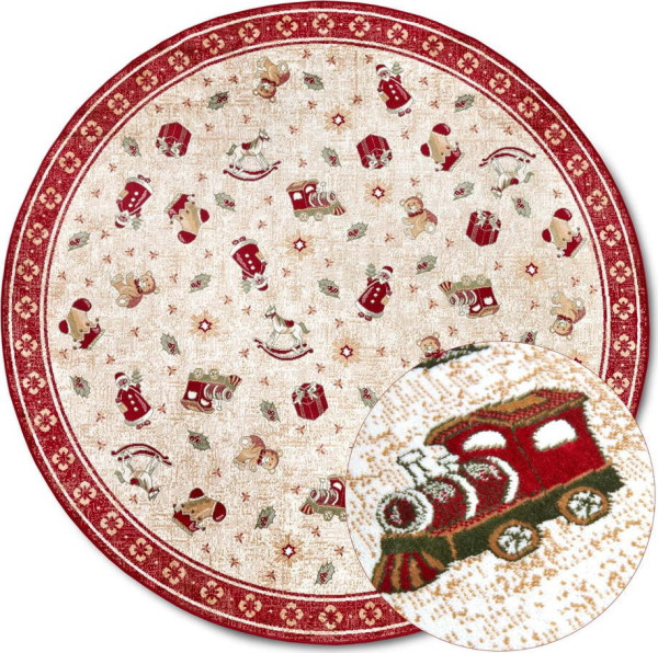 Červený kulatý koberec s vánočním motivem s příměsí bavlny ø 160 cm Toys Delight Red Christmas – Villeroy&Boch